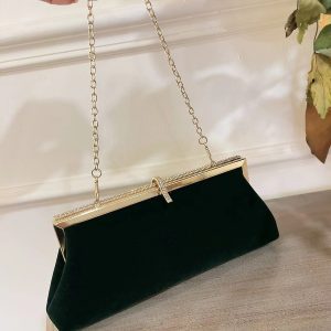 Clutch em veludo com strass clássica luxo - Imagem 4
