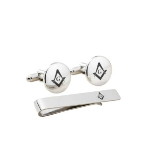 Conjunto de abotoaduras e prendedor de gravatas