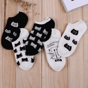 5 pares meias sapatilha gatinhos 01